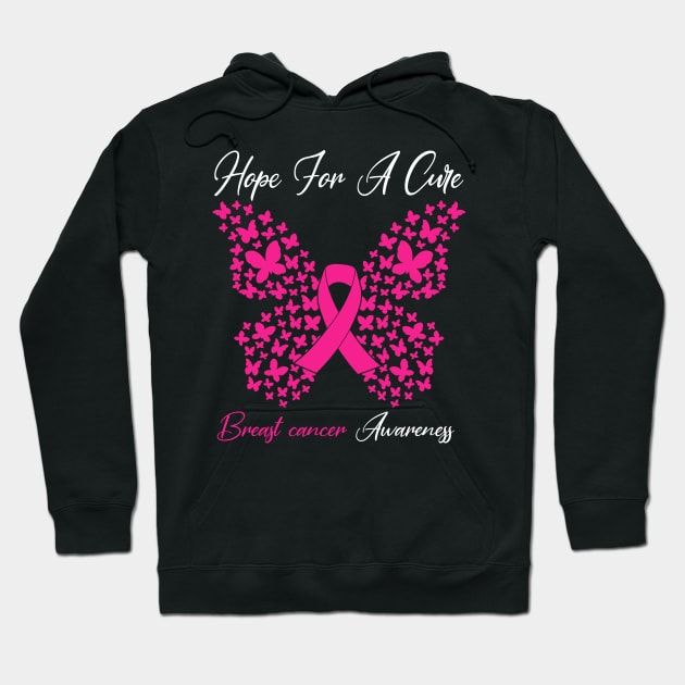 Hope For A Cure Butterfly Gift  Breast cancer 3 Hoodie by HomerNewbergereq